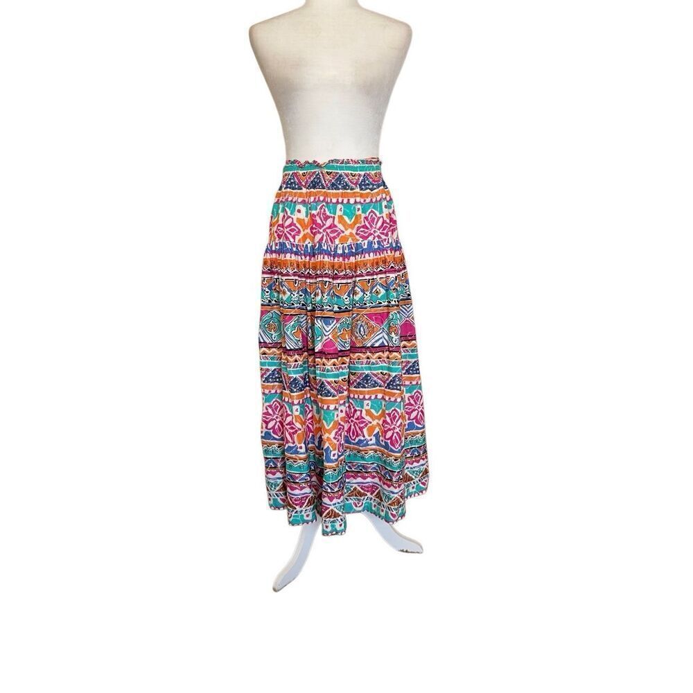Vtg 90s Russ colorful‎ southwestern tribal festival maxi skirt